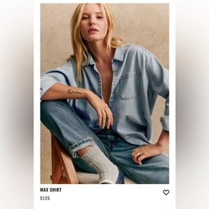 Sezane Light Denim Max Shirt. Small